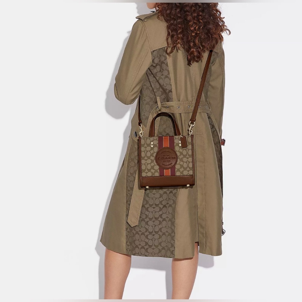 Coach Dempsey Tote 22 In Signature Jacquard With Stripe And Coach Patch